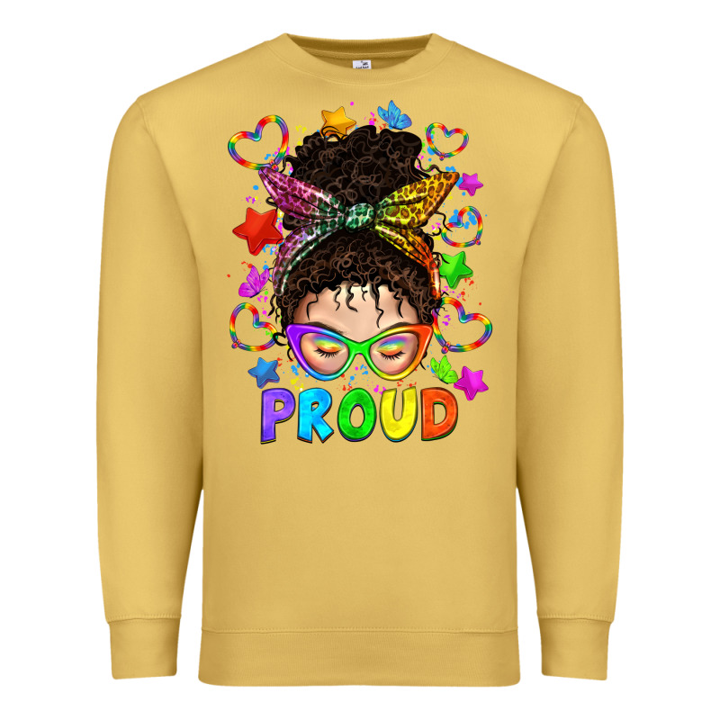 Lgbtq+ Messy Bun With Colorful Stars Premium Sweatshirt by BundleAndBundleShop | Teevron