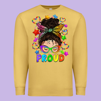 Lgbtq+ Messy Bun With Colorful Stars Premium Sweatshirt Designed By Bundleandbundleshop