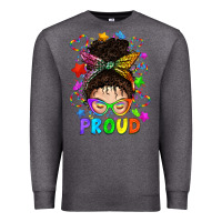 Charcoal Heather LGBTQ+ Messy Bun With Colorful Stars Premium Sweatshirt - BundleAndBundleShop