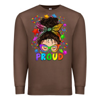 Chestnut LGBTQ+ Messy Bun With Colorful Stars Premium Sweatshirt - BundleAndBundleShop