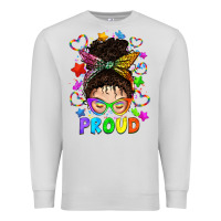 Dove Grey LGBTQ+ Messy Bun With Colorful Stars Premium Sweatshirt - BundleAndBundleShop