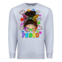 Heather Grey LGBTQ+ Messy Bun With Colorful Stars Premium Sweatshirt - BundleAndBundleShop