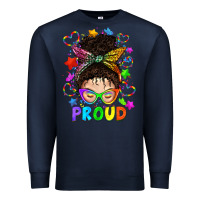 Navy LGBTQ+ Messy Bun With Colorful Stars Premium Sweatshirt - BundleAndBundleShop