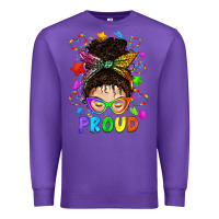 Purple LGBTQ+ Messy Bun With Colorful Stars Premium Sweatshirt - BundleAndBundleShop