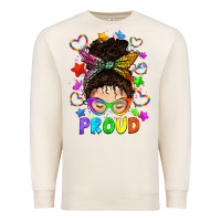 Sandshell LGBTQ+ Messy Bun With Colorful Stars Premium Sweatshirt - BundleAndBundleShop