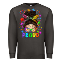 Smoke LGBTQ+ Messy Bun With Colorful Stars Premium Sweatshirt - BundleAndBundleShop