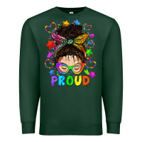Sports Green LGBTQ+ Messy Bun With Colorful Stars Premium Sweatshirt - BundleAndBundleShop
