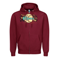 Burgundy softball mama Zipper Hoodie - MaliasSmallBusiness