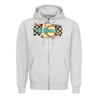 Dove Grey softball mama Zipper Hoodie - MaliasSmallBusiness