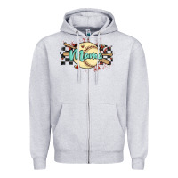 Heather Grey softball mama Zipper Hoodie - MaliasSmallBusiness