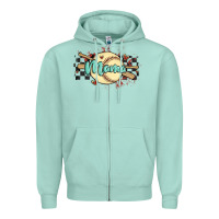 Seafoam softball mama Zipper Hoodie - MaliasSmallBusiness