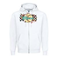 White softball mama Zipper Hoodie - MaliasSmallBusiness