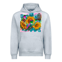Heather Grey hummingbirds sunflower Urban Hoodie - TumblerDesignByShophia