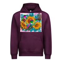 Mauve Wine hummingbirds sunflower Urban Hoodie - TumblerDesignByShophia