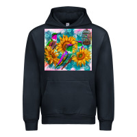 Navy hummingbirds sunflower Urban Hoodie - TumblerDesignByShophia