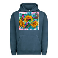 Pigment Midnight Navy hummingbirds sunflower Urban Hoodie - TumblerDesignByShophia