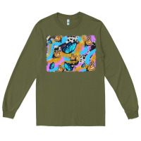 Army Green easter butterfly with glitter and cowhide  background Long Sleeve Tee - Artiststas