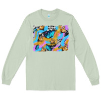 Matcha easter butterfly with glitter and cowhide  background Long Sleeve Tee - Artiststas
