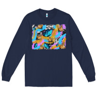 Navy easter butterfly with glitter and cowhide  background Long Sleeve Tee - Artiststas