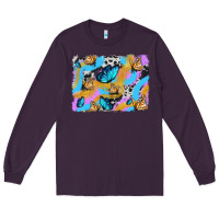 Plum easter butterfly with glitter and cowhide  background Long Sleeve Tee - Artiststas
