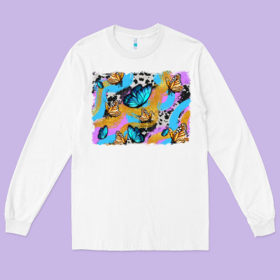 Easter Butterfly With Glitter And Cowhide  Background Long Sleeve Tee Designed By Artiststas