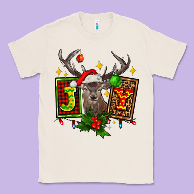 Joy With Reindeer Ado Classic Tee Designed By Adodesignshop