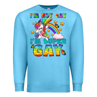 Ocean Blue LGBTQ I'm Not Gay I'm Super Gay Premium Sweatshirt - BundleAndBundleShop