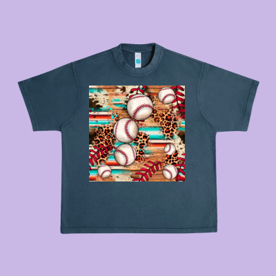 Baseball Leopard Cowhide Turquoise Seamless Pattern Urban Heavy Tee Designed By Jahusdesignshop