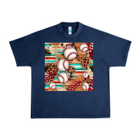 Navy baseball leopard cowhide turquoise seamless pattern Urban Heavy Tee - JahusDesignShop