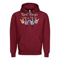 Burgundy god says you are easter Zipper Hoodie - MaliasSmallBusiness