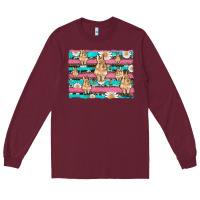 Burgundy easter bunny with daisy and turquoise cowhide leopard  background Long Sleeve Tee - Artiststas