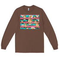 Chestnut easter bunny with daisy and turquoise cowhide leopard  background Long Sleeve Tee - Artiststas