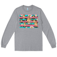 Heather Grey easter bunny with daisy and turquoise cowhide leopard  background Long Sleeve Tee - Artiststas