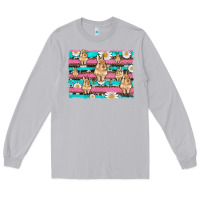 Moon Dust easter bunny with daisy and turquoise cowhide leopard  background Long Sleeve Tee - Artiststas