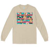 Mushroom easter bunny with daisy and turquoise cowhide leopard  background Long Sleeve Tee - Artiststas