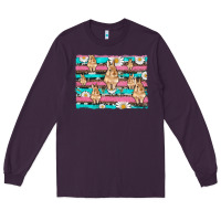 Plum easter bunny with daisy and turquoise cowhide leopard  background Long Sleeve Tee - Artiststas