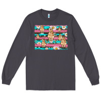 Smoke easter bunny with daisy and turquoise cowhide leopard  background Long Sleeve Tee - Artiststas