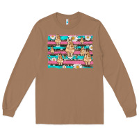 Toasted Coconut easter bunny with daisy and turquoise cowhide leopard  background Long Sleeve Tee - Artiststas