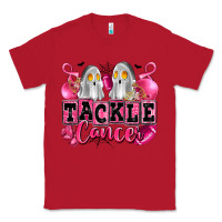 Red tackle cancer with ghosts playing football Classic Tee - LillyAllenDesigns
