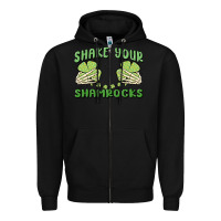 Black shake your shamrocks Zipper Hoodie - MaliasSmallBusiness