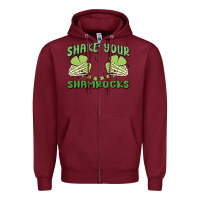 Burgundy shake your shamrocks Zipper Hoodie - MaliasSmallBusiness