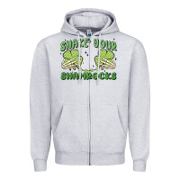 Heather Grey shake your shamrocks Zipper Hoodie - MaliasSmallBusiness