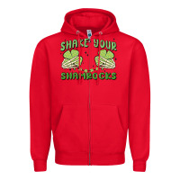 Red shake your shamrocks Zipper Hoodie - MaliasSmallBusiness