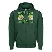Sports Green shake your shamrocks Zipper Hoodie - MaliasSmallBusiness