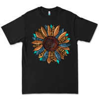 Black Fall Tooled Leather Sunflower Premium Tee - RanaPortraitStore