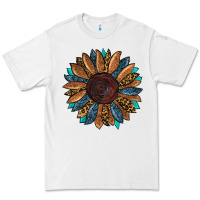 White Fall Tooled Leather Sunflower Premium Tee - RanaPortraitStore