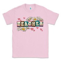 Bubblegum Pink daisy teacher Classic Tee - AdoDesignShop