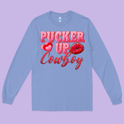 Pucker Up Cowboy Long Sleeve Tee Designed By Adodesignshop