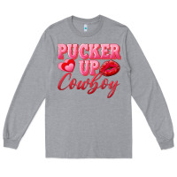 Heather Grey pucker up cowboy Long Sleeve Tee - AdoDesignShop