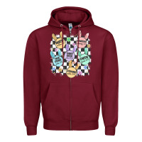 Burgundy easter bunny candy Zipper Hoodie - MaliasSmallBusiness